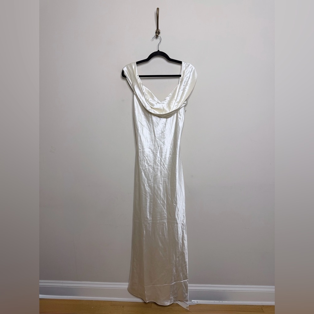 Reformation Ronda Silk Dress in Ivory - Picture 9 of 15